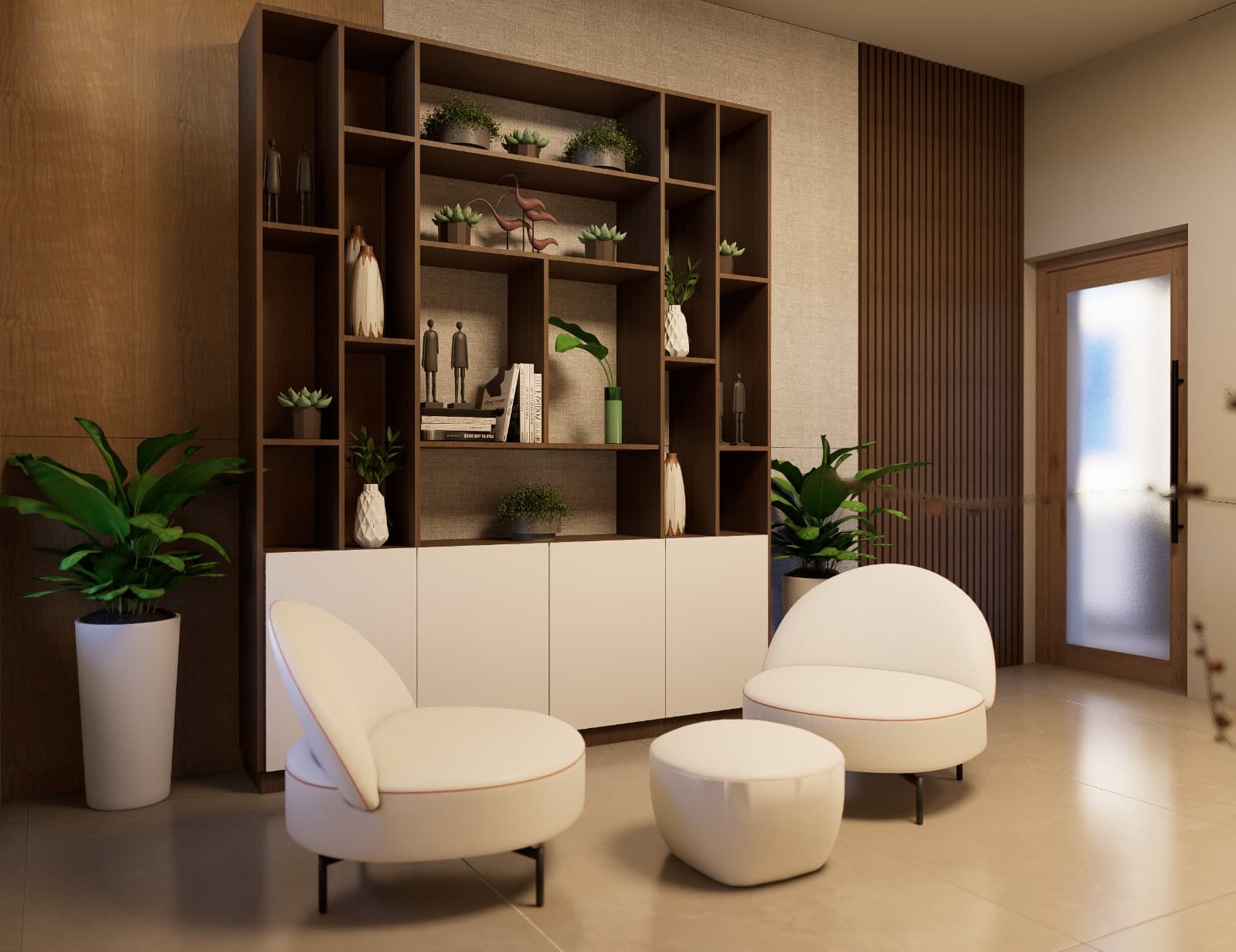 Serene waiting area with designer seating